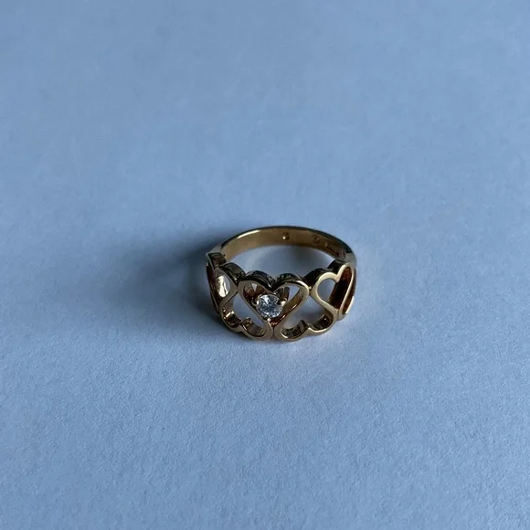 Heart Ring with a Diamond - Picture 2 of 12